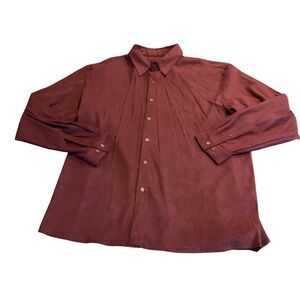 Carlucci Men’s Maroon Floral Printed Button Front Shirt XL